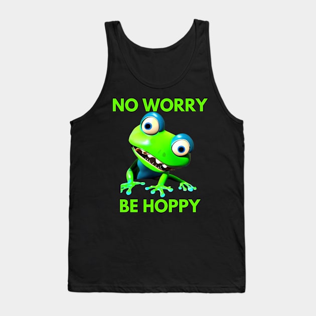 Frog No Worry Be Hoppy Tank Top by divawaddle